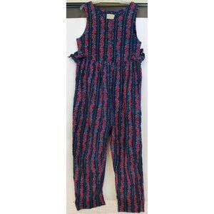 90's Laura Ashley Mother & Child Jumpsuit sz 9-10 Girls Floral Corduroy Overalls